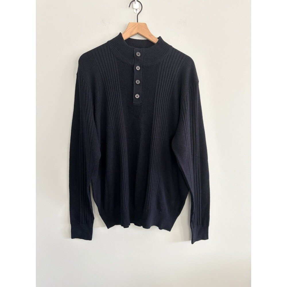 Toscano Firenze Sweater Mens Size XL Navy Blue Mock Turtleneck